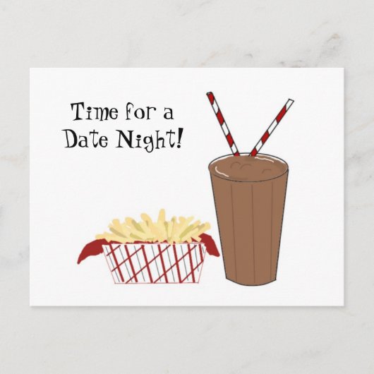 Pommes Frites und ein Milchshake Postkarte (Vorderseite)
