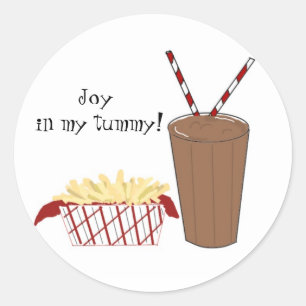 Pommes Frites und ein Milchshake Runder Aufkleber