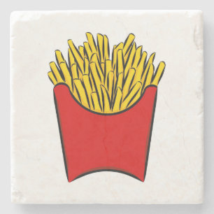 Pommes- Fritesfischrogen-Stock-Yum Kunst, die Rot Steinuntersetzer
