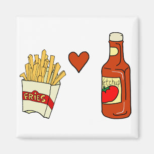 Pommes-FritesLiebe-Ketschup Magnet