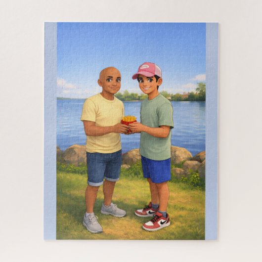 Pommes teilen am See Puzzle (Vertikal)