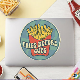 Pommes vor Jungs Retro Groovy Fast Food Galentine Runder Aufkleber