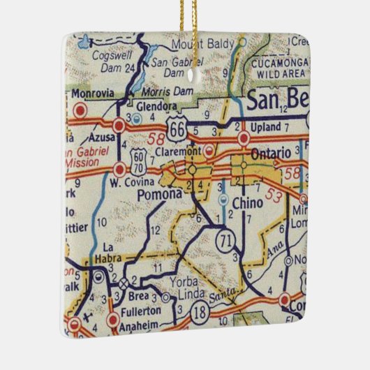 Pomona CA Vintage Karte Keramikornament (Rechts)