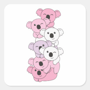 Pomosexual Flag Pride Lgbtq Niedlich Koala Pile Sq Quadratischer Aufkleber