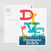 Pompano Beach Dive - farbenfrohe Scuba Postkarte (Vorne/Hinten)