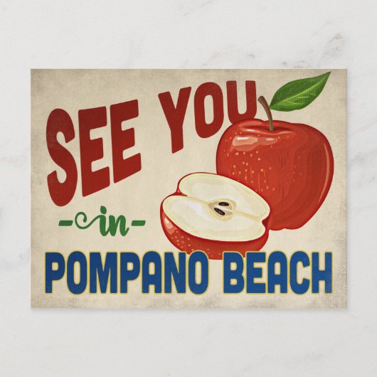 Pompano Beach Florida Apple - Vintage Travel Postkarte (Vorderseite)