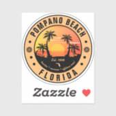 Pompano Beach Florida Retro Sunset Souvenir 80er Aufkleber (Blatt)