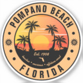 Pompano Beach Florida Retro Sunset Souvenir 80er Aufkleber (Vorderseite)