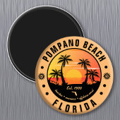 Pompano Beach Florida Retro Sunset Souvenir 80er Magnet