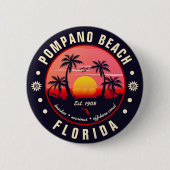 Pompano Beach Florida Retro Sunset Souvenir Button (Vorderseite)