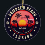 Pompano Beach Florida Retro Sunset Souvenir Keramik Ornament<br><div class="desc">Pompano Beach Florida Retro Sunset Souvenir. Diese Pompano Beach Florida - City Location Template mit Ihrem Lieblings-amerikanischen Strand und Meer, geeignet für die USA Beach Liebhaber vor allem, die Liebe Beach. Einfaches Design, das als Sommerausflug oder Geburtstagsgeschenk für den besten Freund, Freund oder Vater, der auch Lieben Strand. Sie können...</div>