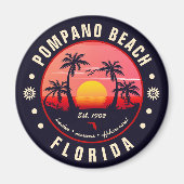 Pompano Beach Florida Retro Sunset Souvenir Magnet (Vorne)