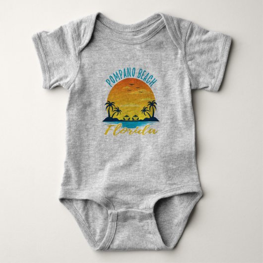 Pompano Beach Florida Sunset Retro Urlaub Baby Strampler (Vorderseite)
