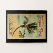 Pompano Beach Palm Tree Vintage Travel Puzzle (Horizontal)