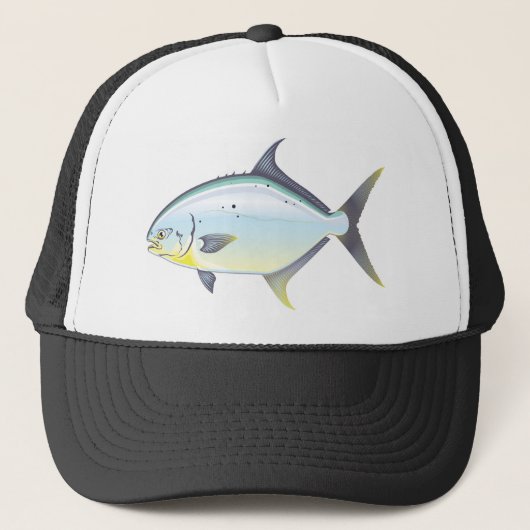 Pompano-Florida-Fischvektorillustration Truckerkappe (Vorderseite)