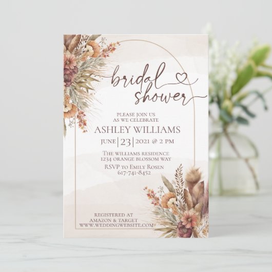 Pompas-Gras-Brautparty Einladung (Stehend Vorderseite)