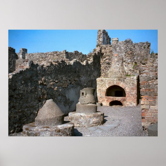Pompeii, Bakery, with mill stones and oven Poster (Vorne)