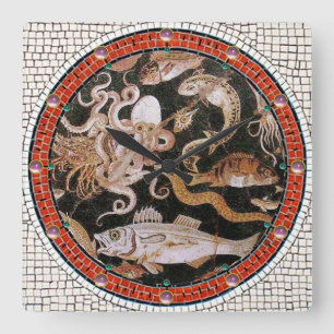 POMPEII COLLECTION / OCEAN - SEA LIFE SCENE QUADRATISCHE WANDUHR