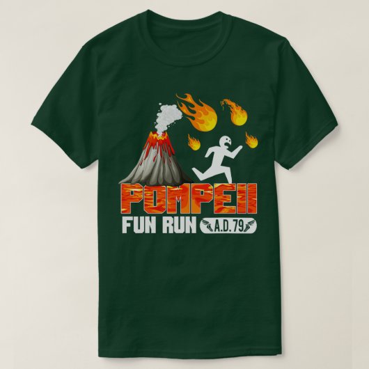 Pompeii Fun Run 79 AD Sonnenlicher Vulkan Running T-Shirt (Design vorne)