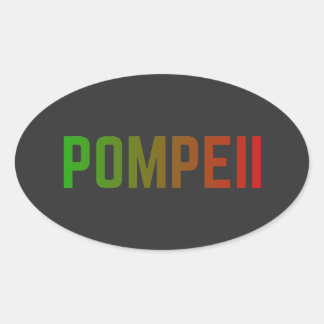 Pompeii Italy Minimal Typographic Design Ovaler Aufkleber