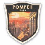 Pompeii Kampanien Italien Reisen Vintag Aufkleber<br><div class="desc">Pompeji Vektorgrafik. Nach dem katastrophalen Ausbruch des Vesuv im Jahre 79 n.Chr. wurde Pompeji,  einst eine blühende und elegante römische Stadt,  unter Metern Asche und Bimsstein begraben.</div>