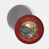Pompeii Kampanien Italien Retro Distressed Circle Magnet (Vorderseite/Rückseite)