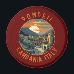 Pompeii Kampanien Italien Retro Distressed Circle Magnet<br><div class="desc">Pompeji Vektorgrafik. Nach dem katastrophalen Ausbruch des Vesuv im Jahre 79 n.Chr. wurde Pompeji,  einst eine blühende und elegante römische Stadt,  unter Metern Asche und Bimsstein begraben.</div>