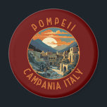 Pompeii Kampanien Italien Retro Distressed Circle Magnet<br><div class="desc">Pompeji Vektorgrafik. Nach dem katastrophalen Ausbruch des Vesuv im Jahre 79 n.Chr. wurde Pompeji,  einst eine blühende und elegante römische Stadt,  unter Metern Asche und Bimsstein begraben.</div>