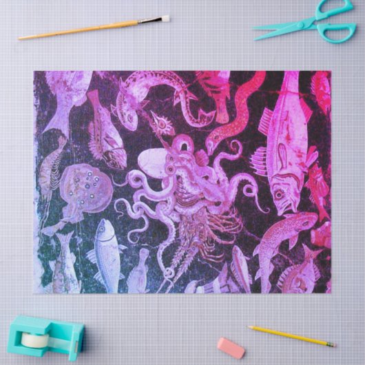 POMPEII-SAMMLUNG, MEERESLEBEN Pink Blue Nautical Seidenpapier (Basteln)