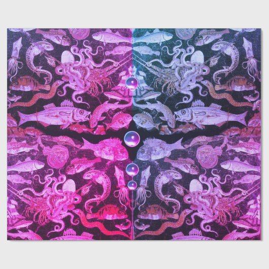 POMPEII-SAMMLUNG/MEERESLEBEN Rosa blaue autische Geschenkpapier (Flach)