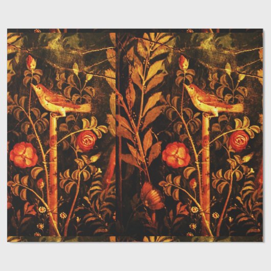 POMPEII-SAMMLUNG NIGHTINGALE MIT ROSE , rot Geschenkpapier (Flach)