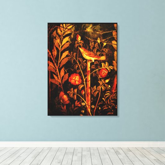 POMPEII-SAMMLUNG NIGHTINGALE MIT ROSE , rot Leinwanddruck (Insitu (Holzboden))