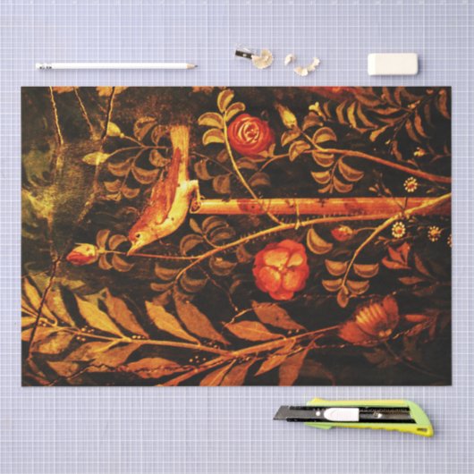 POMPEII-SAMMLUNG NIGHTINGALE MIT ROSE , rot Seidenpapier (Handwerk)