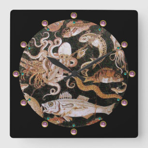 POMPEII-SAMMLUNG / OZEAN - MEER-LEBENSZENE QUADRATISCHE WANDUHR