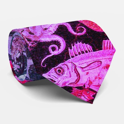 POMPEII-SAMMLUNG / OZEAN-MEERESLEBEN Rosa Blau Krawatte (Gerollt)