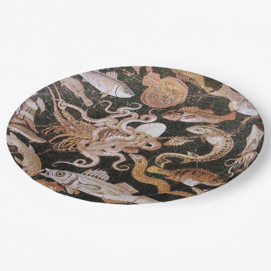 POMPEII-SAMMLUNG / OZEAN - MEERESLEBENSZENE PAPPTELLER (Schrägansicht)