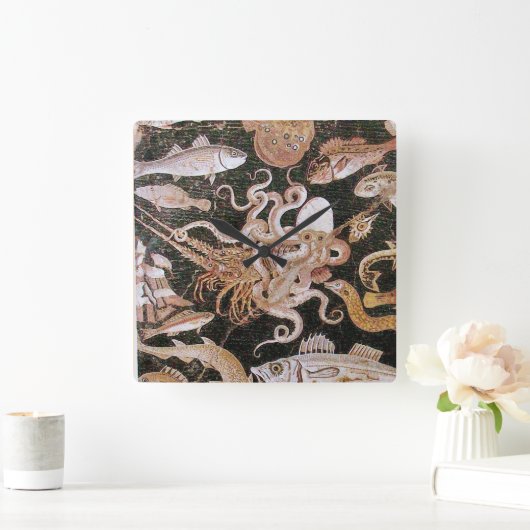 POMPEII-SAMMLUNG / OZEAN - MEERESLEBENSZENE QUADRATISCHE WANDUHR (Zuhause)