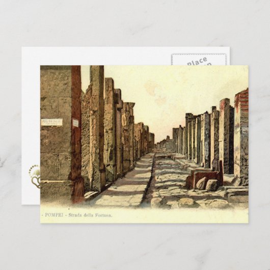 Pompeji, Straße mit Steinen Postkarte (Vorne/Hinten)