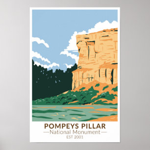 Pompeys Pillar National Monument Montana Vintage-D Poster