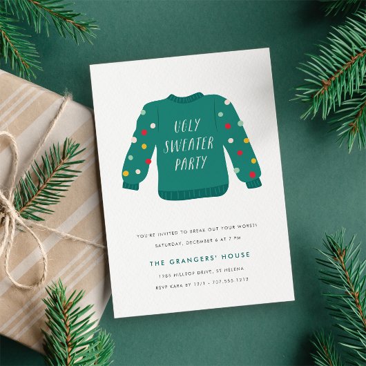Pompom Ugly Sweater Party Einladung