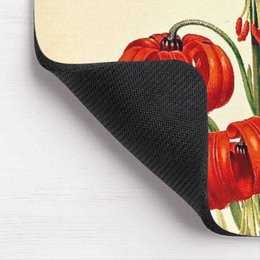 Pompone Red Lily Vintag botanisch Mousepad (Ecke)