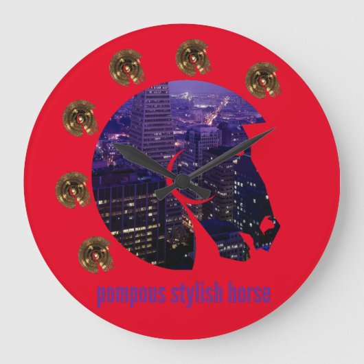 pompöses, stylisches Pferd Große Wanduhr (Vorderseite)