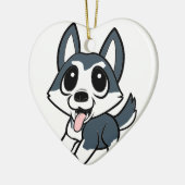 pomsky Cartoon Keramikornament (Links)