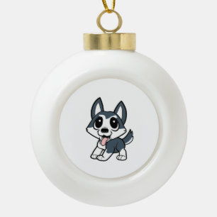 pomsky cartoon.png keramik Kugel-Ornament