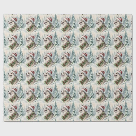 Pomsky Christmas Wrapping Paper Geschenkpapier (Flach)