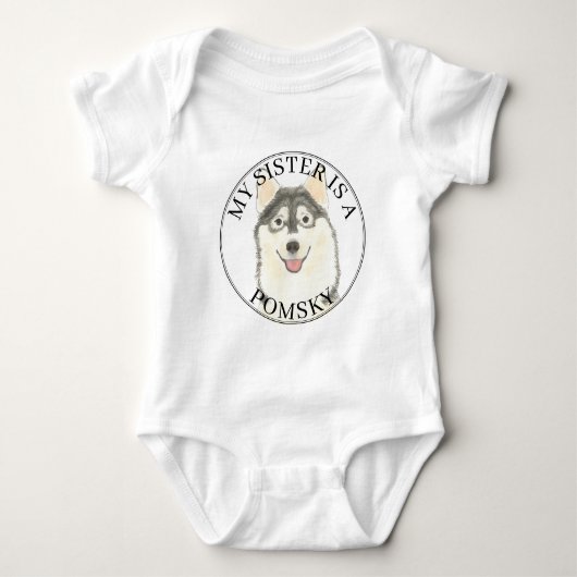 Pomsky Dog Big Sister Baby Strampler (Vorderseite)