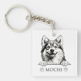 Pomsky Dog Hand Zeichne Personalisiert Schlüsselanhänger