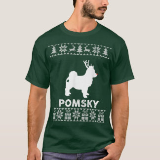Pomsky Dog Lover Christmas Reindeer Ugly Christmas T-Shirt