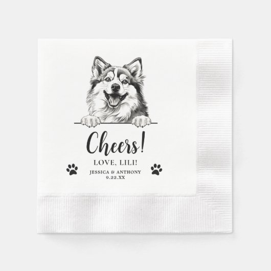 Pomsky Dog Personalisiert Cheers Serviette (Vorderseite)
