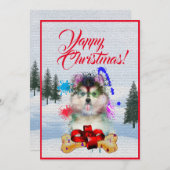 Pomsky Dog Weihnachtskarte individuell anpassen Ankündigung (Vorne/Hinten)